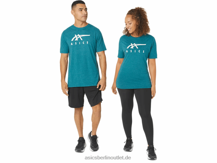 Gestreiftes Kurzarm-T-Shirt BL4N802Asics samtiges Kiefernheidekraut