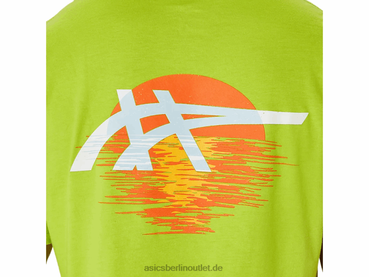 Gestreiftes Sonnenaufgangs-T-Shirt BL4N142Asics Limettenschale