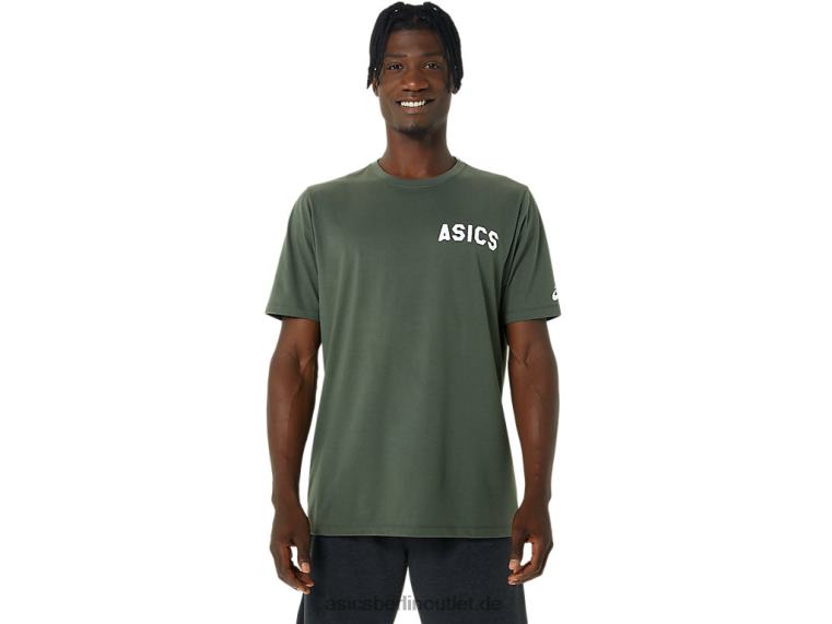 Gestreiftes Sonnenaufgangs-T-Shirt BL4N787Asics olivfarbene Leinwand