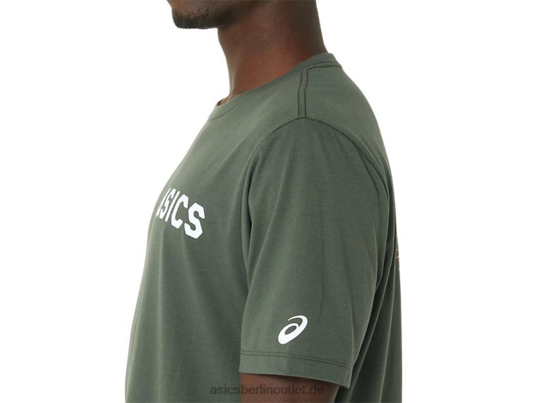Gestreiftes Sonnenaufgangs-T-Shirt BL4N787Asics olivfarbene Leinwand