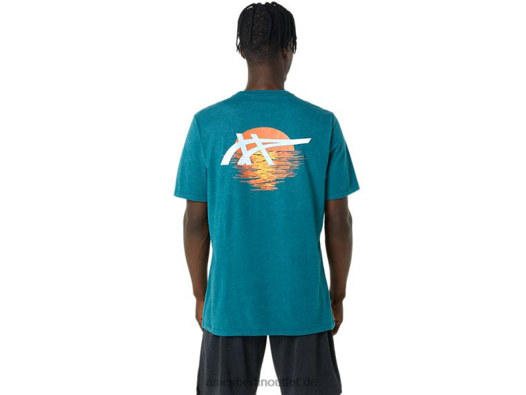 Gestreiftes Sonnenaufgangs-T-Shirt BL4N831Asics samtiges Kiefernheidekraut