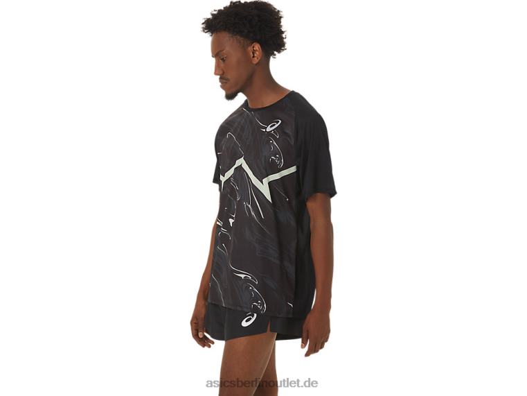Herren-CJ-Line-Light-Kurzarmoberteil BL4N255Asics Performance-Schwarz/Flüstergrün