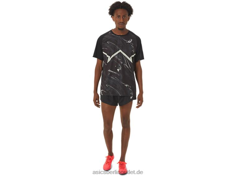 Herren-CJ-Line-Light-Kurzarmoberteil BL4N255Asics Performance-Schwarz/Flüstergrün