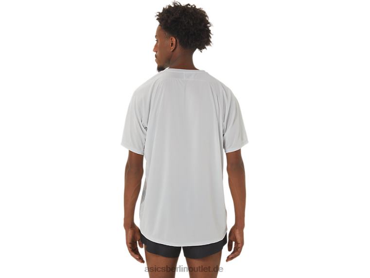 Herren-CJ-Line-Light-Kurzarmoberteil BL4N258Asics Gletschergrau/Elektrorot
