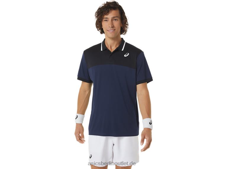 Herren-Court-Poloshirt BL4N471Asics Mitternacht/Performance-Schwarz