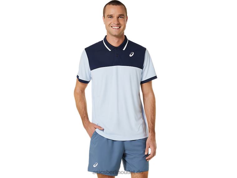 Herren-Court-Poloshirt BL4N472Asics sanfter Himmel/Mitternacht