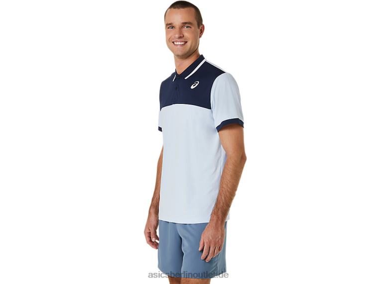 Herren-Court-Poloshirt BL4N472Asics sanfter Himmel/Mitternacht