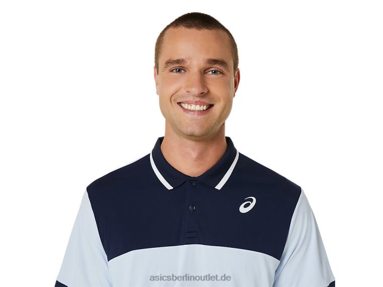 Herren-Court-Poloshirt BL4N472Asics sanfter Himmel/Mitternacht