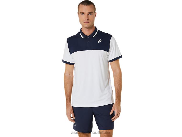 Herren-Court-Poloshirt BL4N548Asics Brillantweiß/Mitternacht