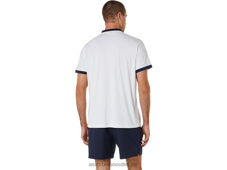 Herren-Court-Poloshirt BL4N548Asics Brillantweiß/Mitternacht
