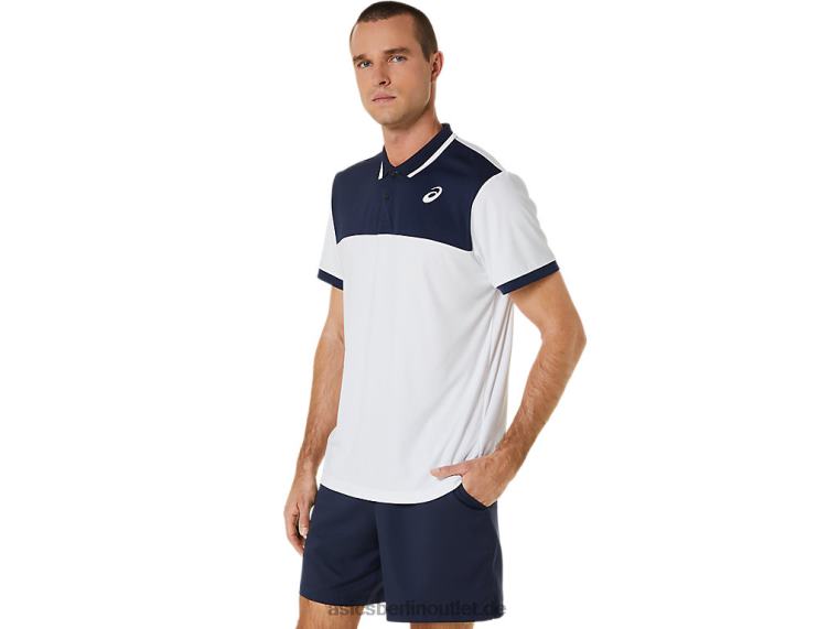 Herren-Court-Poloshirt BL4N548Asics Brillantweiß/Mitternacht