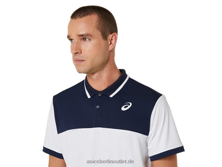 Herren-Court-Poloshirt BL4N548Asics Brillantweiß/Mitternacht