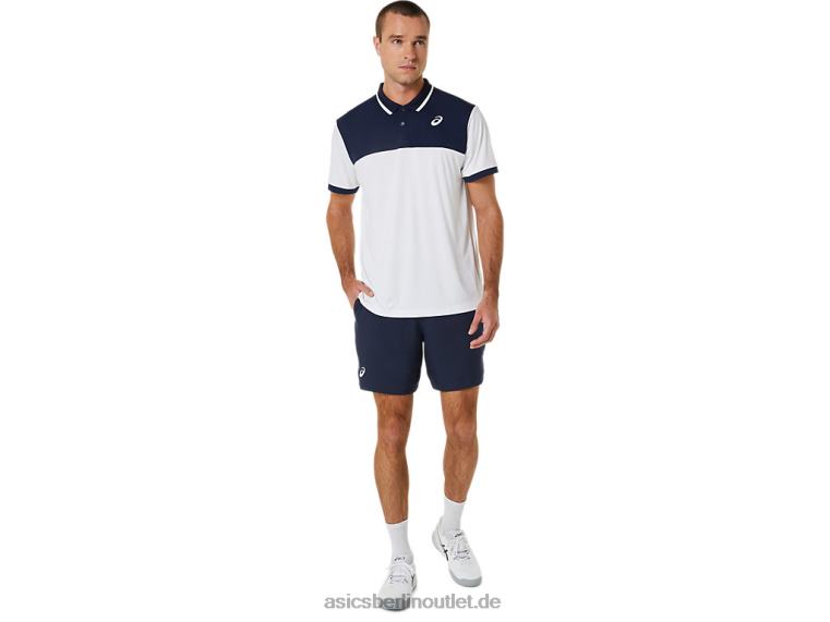 Herren-Court-Poloshirt BL4N548Asics Brillantweiß/Mitternacht
