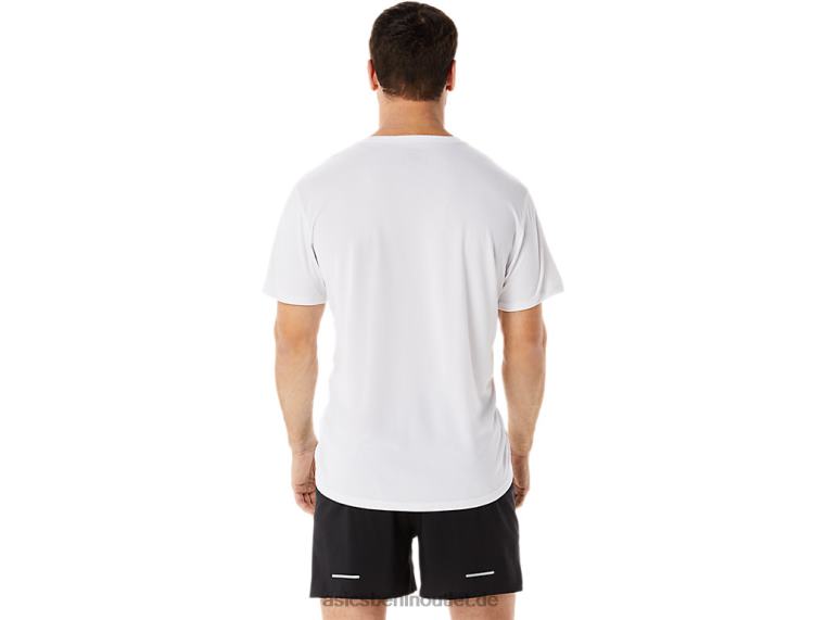 Herren-Ekiden-Kurzarmoberteil BL4N1101Asics strahlend weiß/blaue Küste