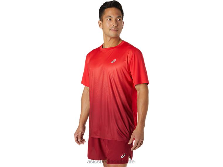 Herren-Kasane-Kurzarmoberteil BL4N1778Asics elektrisches Rot/Burgund
