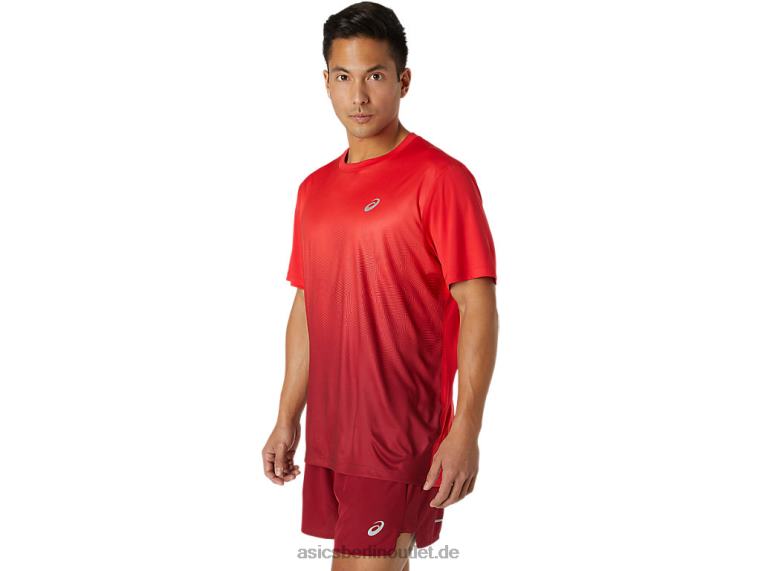 Herren-Kasane-Kurzarmoberteil BL4N1778Asics elektrisches Rot/Burgund