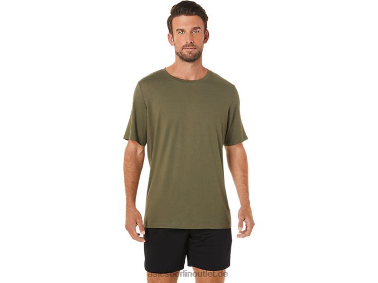Herren-Kurzarm-HTHR-Tech-Top BL4N1705Asics Olivgrünes Canvas-Heidekraut