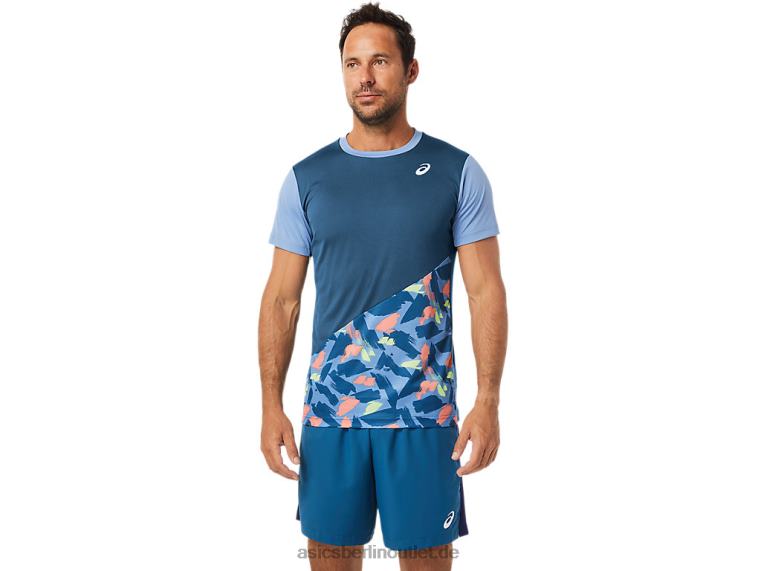 Herren-Kurzarmoberteil mit Court-Grafik BL4N1508Asics helles Indigo