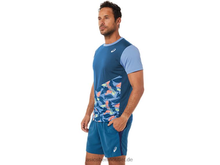 Herren-Kurzarmoberteil mit Court-Grafik BL4N1508Asics helles Indigo