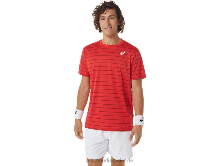 Herren-Kurzarmoberteil mit Court-Streifen BL4N493Asics klassisches Rot