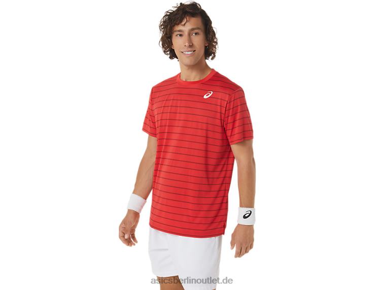 Herren-Kurzarmoberteil mit Court-Streifen BL4N493Asics klassisches Rot