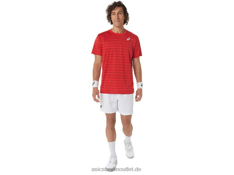 Herren-Kurzarmoberteil mit Court-Streifen BL4N493Asics klassisches Rot