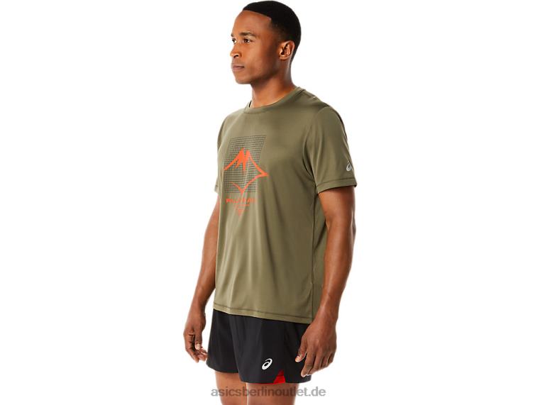Herren-Kurzarmoberteil mit Fujitrail-Logo BL4N1091Asics Mantel grün