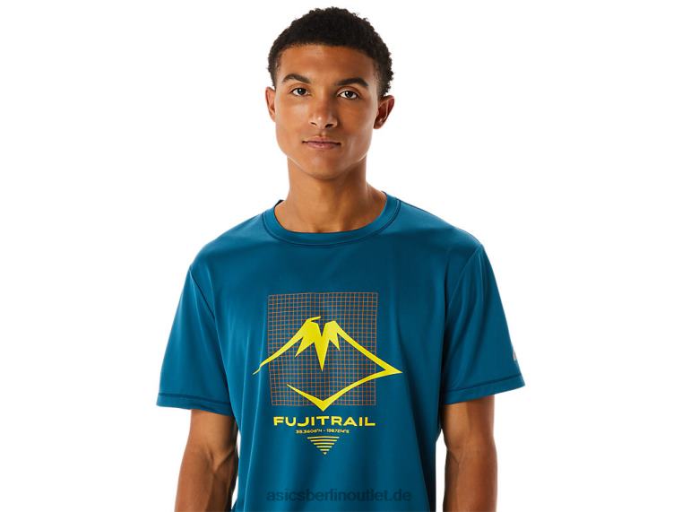 Herren-Kurzarmoberteil mit Fujitrail-Logo BL4N436Asics Tinte blaugrün