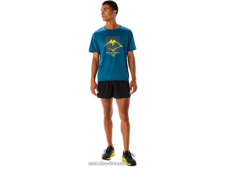 Herren-Kurzarmoberteil mit Fujitrail-Logo BL4N436Asics Tinte blaugrün
