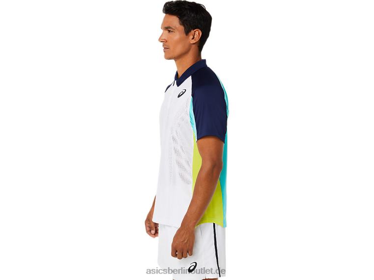 Herren-Match-Poloshirt BL4N1504Asics Brillantweiß/Eismint