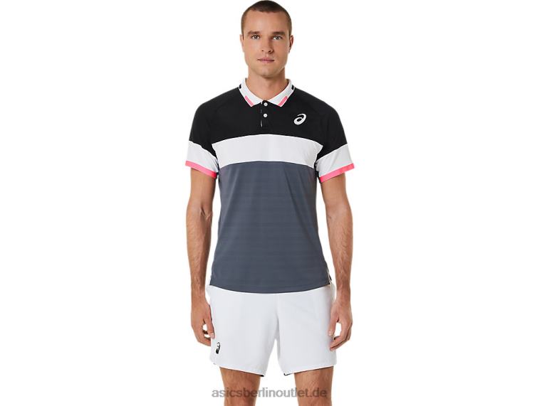 Herren-Match-Poloshirt BL4N564Asics Performance-Schwarz/Trägergrau
