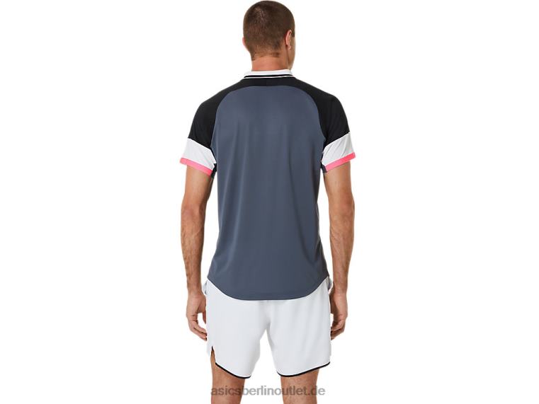 Herren-Match-Poloshirt BL4N564Asics Performance-Schwarz/Trägergrau