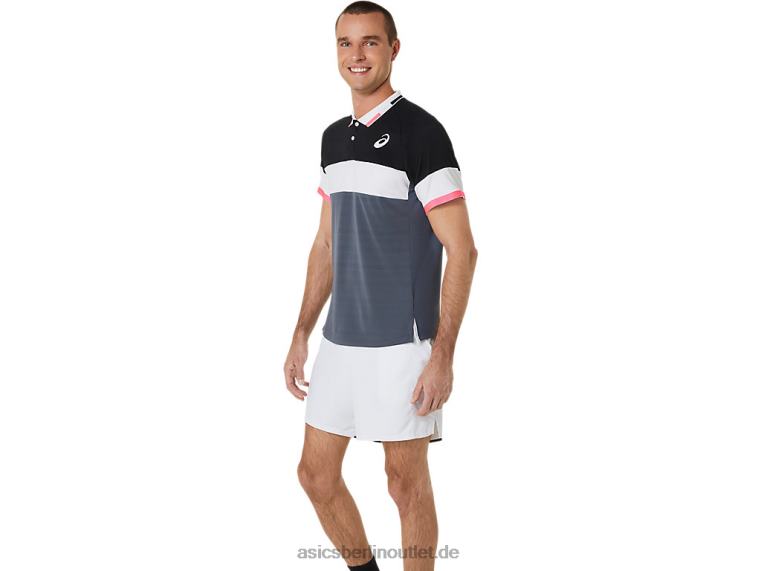 Herren-Match-Poloshirt BL4N564Asics Performance-Schwarz/Trägergrau
