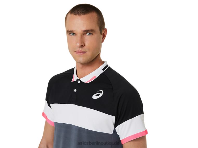 Herren-Match-Poloshirt BL4N564Asics Performance-Schwarz/Trägergrau