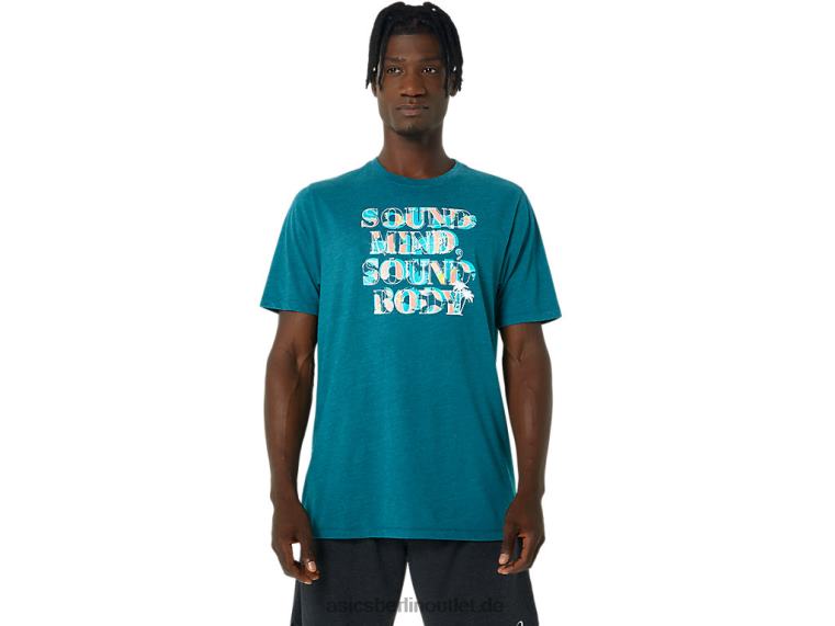 Hibiskus-Slogan-T-Shirt BL4N798Asics samtiges Kiefernheidekraut