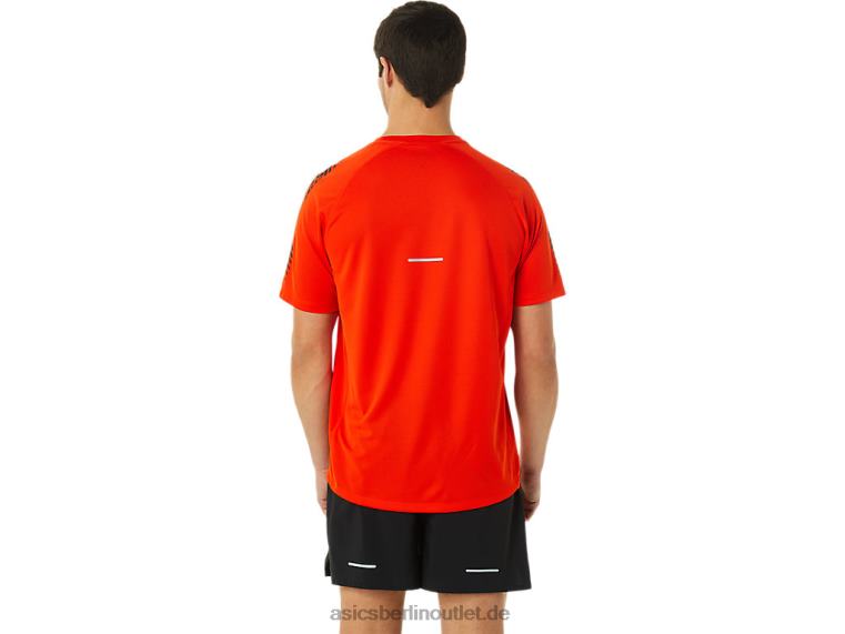 Icon-Kurzarmoberteil für Herren BL4N1048Asics Kirschtomate/Performance Black