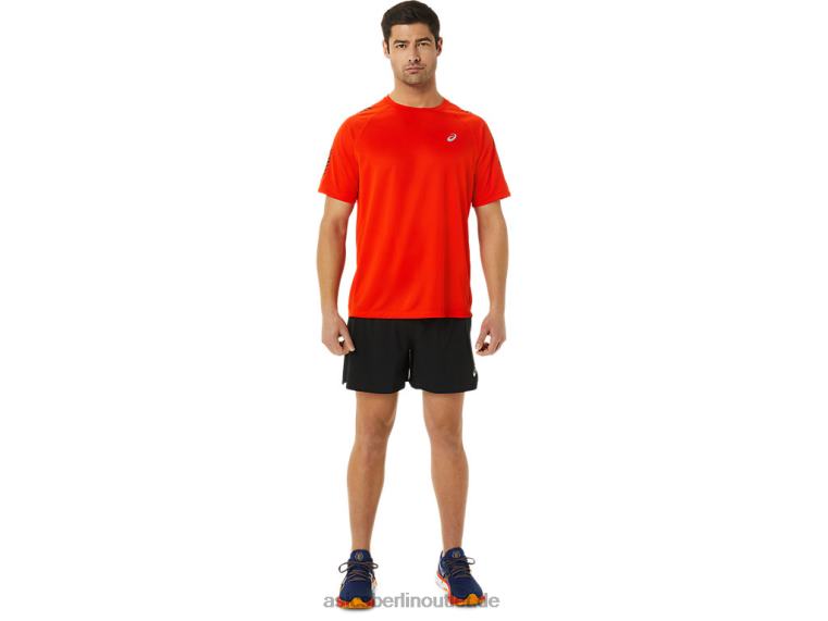Icon-Kurzarmoberteil für Herren BL4N1048Asics Kirschtomate/Performance Black
