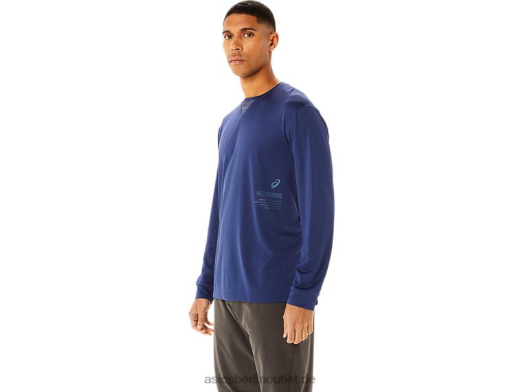Kühlendes Jacquard-Langarmoberteil von Actibreeze für Herren BL4N992Asics tiefer Ozean