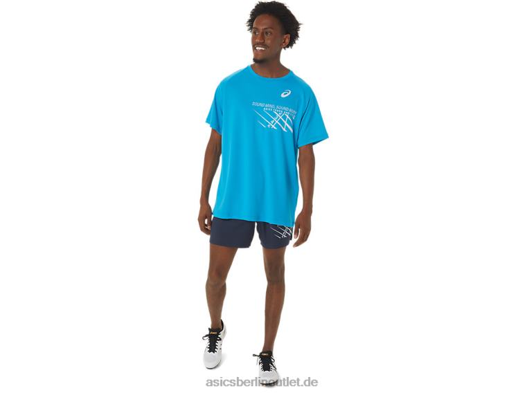 Kurzärmliges Oberteil mit Finish-Grafik für Herren BL4N237Asics Inselblau