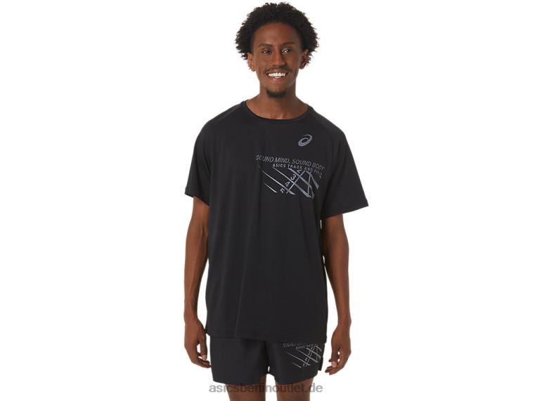 Kurzärmliges Oberteil mit Finish-Grafik für Herren BL4N249Asics Leistung schwarz