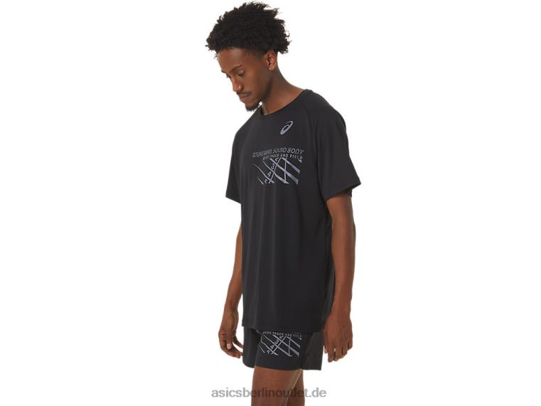 Kurzärmliges Oberteil mit Finish-Grafik für Herren BL4N249Asics Leistung schwarz