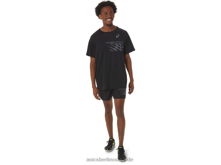 Kurzärmliges Oberteil mit Finish-Grafik für Herren BL4N249Asics Leistung schwarz