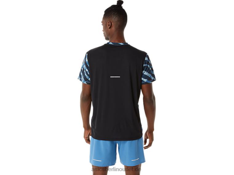 Kurzärmliges Wild-Camouflage-Oberteil für Herren BL4N1058Asics Azurblau/Performance-Schwarz