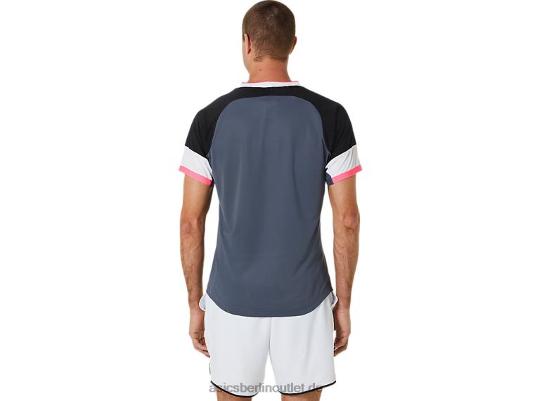 Kurzarm-Match-Oberteil für Herren BL4N454Asics Performance-Schwarz/Trägergrau