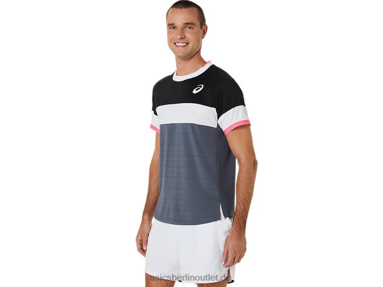 Kurzarm-Match-Oberteil für Herren BL4N454Asics Performance-Schwarz/Trägergrau