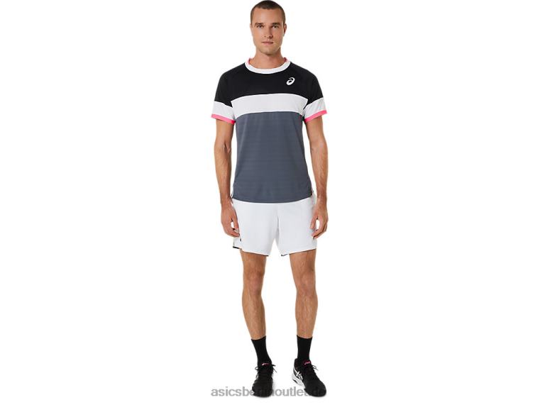 Kurzarm-Match-Oberteil für Herren BL4N454Asics Performance-Schwarz/Trägergrau