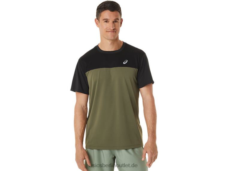 Kurzarm-Rennoberteil für Herren BL4N1116Asics Performance Schwarz/Mantelgrün