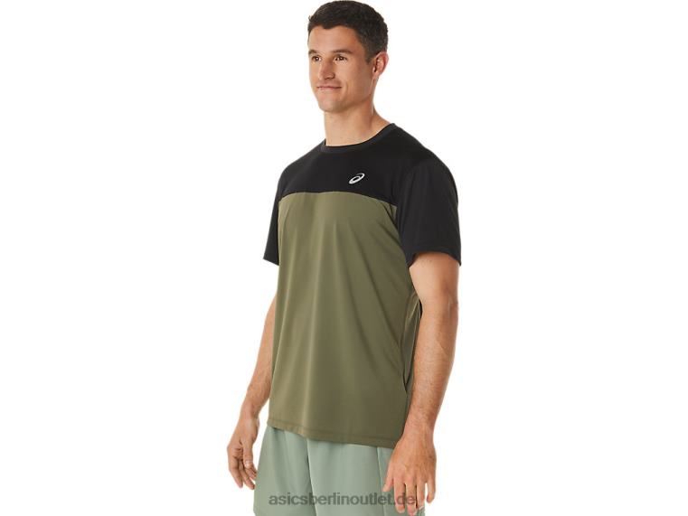 Kurzarm-Rennoberteil für Herren BL4N1116Asics Performance Schwarz/Mantelgrün