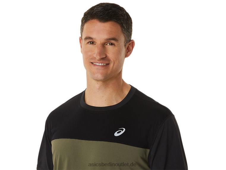 Kurzarm-Rennoberteil für Herren BL4N1116Asics Performance Schwarz/Mantelgrün