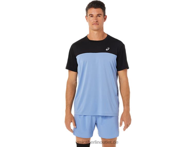 Kurzarm-Rennoberteil für Herren BL4N1320Asics Performance Schwarz/Blau-Harmonie